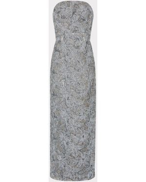 MILLY Meredith Embroidered Maxi Dress - Gray
