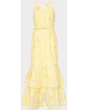 MILLY Anna Grand Fleur Dress - Yellow