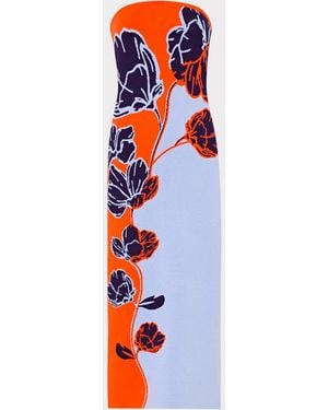 MILLY Simone Strapless Split Floral Midi Dress - Blue