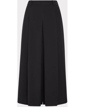 MILLY Layla Pleated Culottes Pant - Black