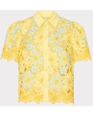 MILLY Addison Lace Top - Yellow