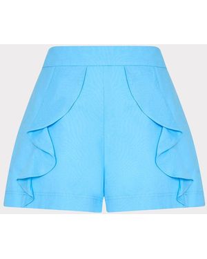 MILLY Ruffle Linen Short - Blue