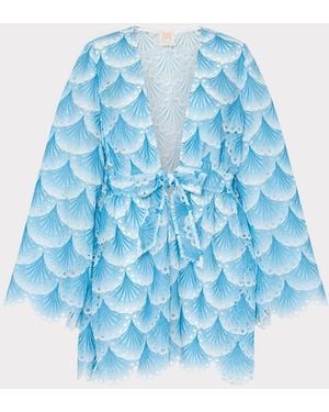 MILLY Jessie Bubble Wave Lace Cover-up - Blue