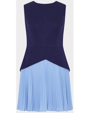 MILLY Haddy Pleated Mini Dress - Blue