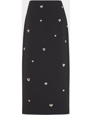 MILLY Syra Heart Applique Maxi Skirt - Black