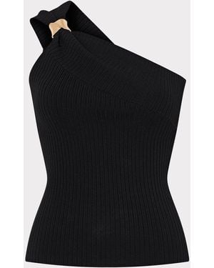 MILLY Sivan Asymmetrical Top - Black
