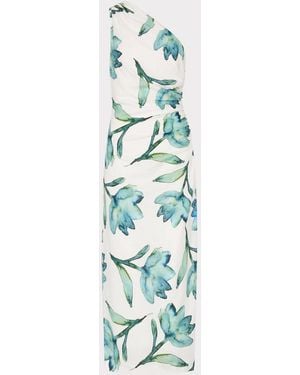 MILLY Leah Printed Midi Dress - Blue