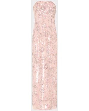 MILLY Jasmine Sequins Strapless Dress - Pink
