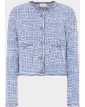 MILLY Sade Textured Cardigan - Blue
