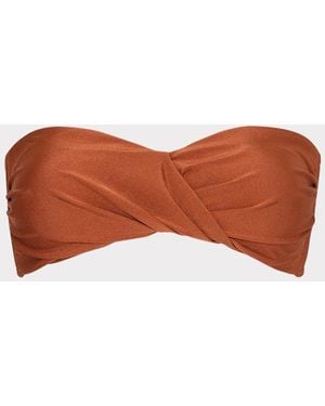 MILLY Soleil Gloss Twist Bandeau Top - Brown