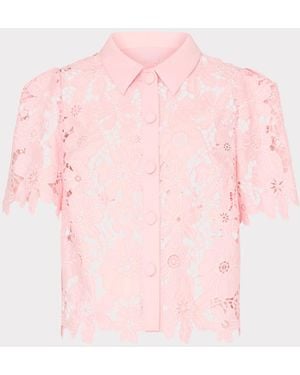 MILLY Addison Roja Lace Top - Pink