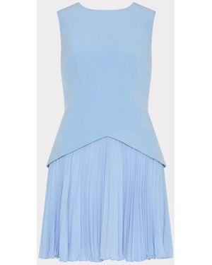 MILLY Haddy Pleated Mini Dress - Blue