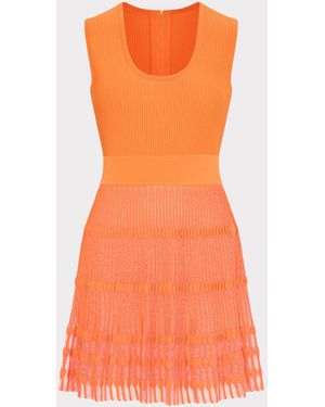 MILLY Sheer Knit Fit And Flare Mini Dress - Orange