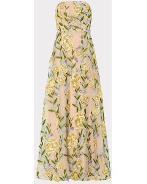 MILLY Isa Embroidered Sequin Strapless Dress - Metallic