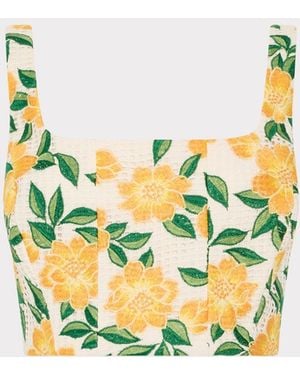 MILLY Mel Embroidered Top - Blue