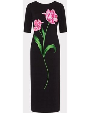 MILLY Abbygail Placement Poppy Jersey Dress - Black