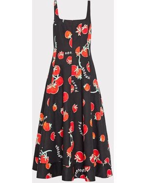 MILLY Nia Printed Midi Dress - Red
