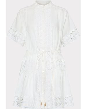 MILLY Lace Combo Cotton Voile Mini Dress - White