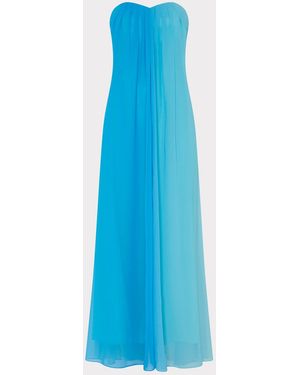 MILLY Sunset Stripe Strapless Dress - Blue