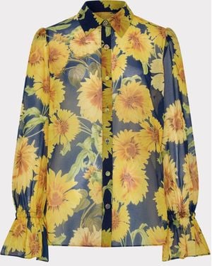 MILLY Lacey Sunflower Blouse - Yellow