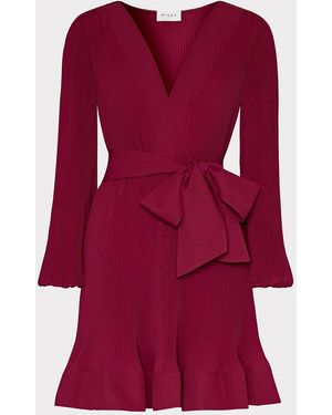 MILLY Liv Pleated Dress - Red