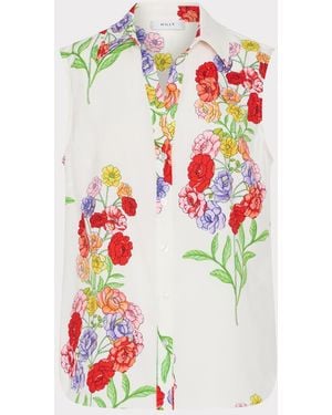 MILLY Josephine Printed Blouse - White