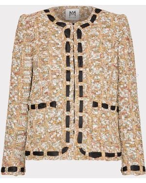 MILLY Roman Gold Tweed Ribbon Jacket - Natural