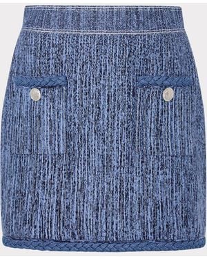 MILLY Soleil Pinstripe Knit Skirt - Blue