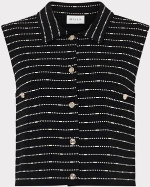 MILLY Lainey Striped Knit Top - Black