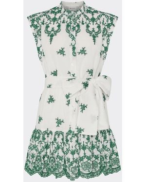 MILLY Neelie Embroidered Mini Dress - Green