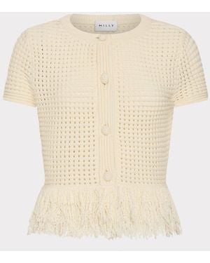 MILLY Ker Textured Cardigan - Natural