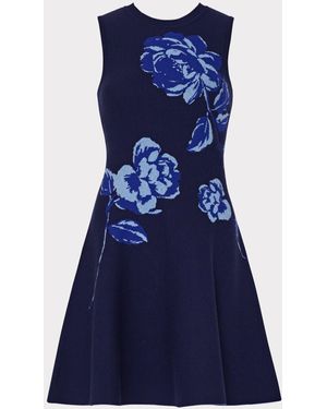 MILLY Kenzie Sleeveless Jacquard Knit Dress - Blue