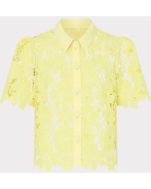 MILLY Addison Roja Lace Top - Yellow