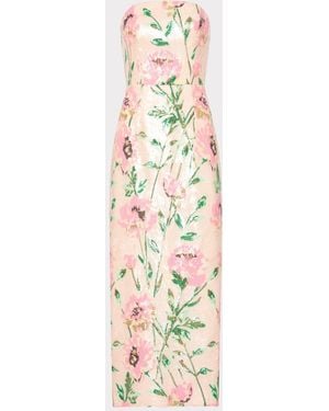 MILLY Kait Floral Sequins Dress - White