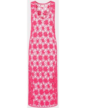 MILLY Crochet Midi Cover-up Dress - Pink