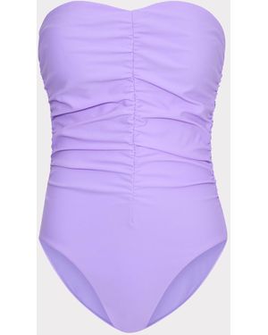 MILLY Solid Ruched One Piece - Purple
