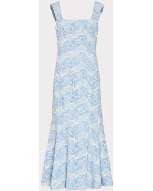 MILLY Meg Butterfly Lace Midi Dress - Blue