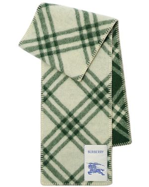 Burberry Check Wool Scarf Tennis - Green