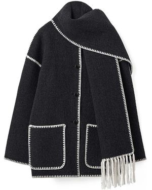 TOTEME Embroidered Scarf Jacket Dark Mélange - Black