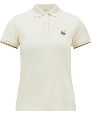 Moncler Logo Patch Cotton Piquet Polo Shirt - White