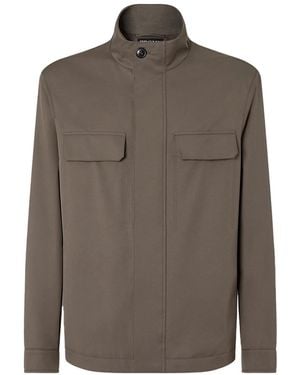ZEGNA Microfiber Jacket Dark Taupe - Brown