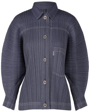 Issey Miyake Pleats Please Cotton Denim Jacket - Blue