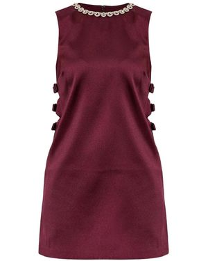 Self-Portrait Satin Mini Dress Burgundy - Purple