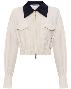 Self-Portrait Twill Jacket Cream - White
