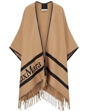 Max Mara Mxaaris Wool Poncho Accessories Scarves - Natural