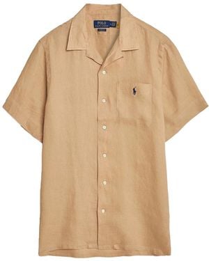 Ralph Lauren Logo Pocket Linen Shirt Camel - Natural