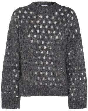 Brunello Cucinelli Open Knit Jumper - Grey