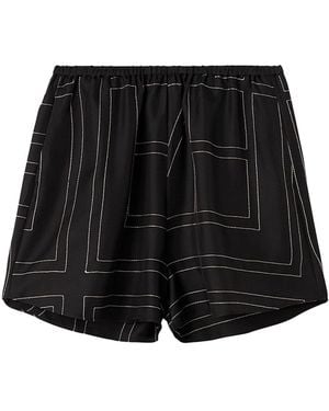 TOTEME Monogram Silk Shorts - Black