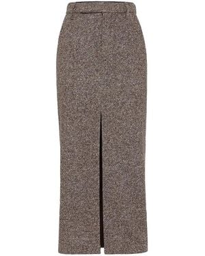 Brunello Cucinelli Sartorial Pencil Skirt - Brown