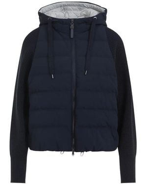 Brunello Cucinelli Padded Hooded Jacket - Blue